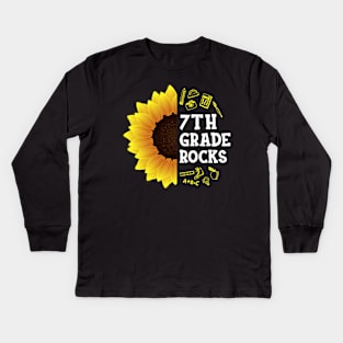 Sunflower 7th Grade Rocks Shirt Teacher Student Kid Back To School Kids Long Sleeve T-Shirt